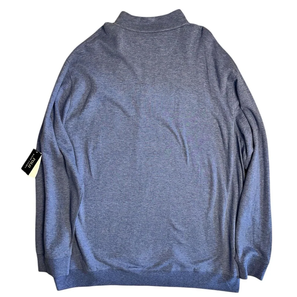 NWT Polo Ralph Lauren Mens Blue Sweater Heather Lux Jersey Half Zip Size‎ 3XLT
